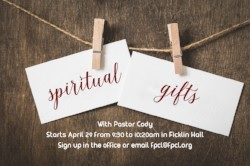 Spiritual Gifts Class with Pastor Cody – Starts April 29th